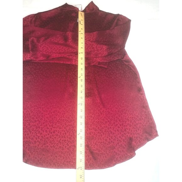 Roz & Ali Womens Red Leopard Print Long Sleeve Blouse Size Large - Picture 13 of 14
